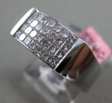 ESTATE WIDE .64CT DIAMOND 18K WHITE GOLD 3D RECTANGULAR WEDDING ANNIVERSARY RING