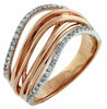 ESTATE .18CT DIAMOND 14KT ROSE GOLD 3D MULTI ROW CRISS CROSS WAVE FUN RING