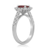ESTATE 1.66CT DIAMOND & EMERALD CUT AAA RUBY 18KT WHITE GOLD 3D ENGAGEMENT RING