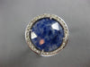 ESTATE LARGE 5.52CT DIAMOND & AAA SODALITE 14K WHITE GOLD 3D FILIGREE HALO RING