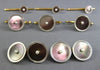 ANTIQUE LARGE AAA MOTHER OF PEARL & PEARL PLATINUM 14KT YELLOW GOLD CUFFLINK SET