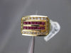 ESTATE 1.40CTW ROUND DIAMOND & AAA RUBY 14KT YELLOW GOLD SQUARE COCKTAIL RING