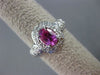 ESTATE 1.34CT DIAMOND & PINK SAPPHIRE 18K WHITE GOLD DOUBLE HALO ENGAGEMENT RING