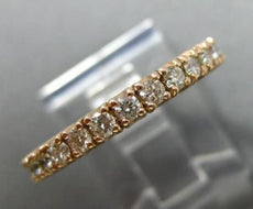 ESTATE .43CT DIAMOND 14KT ROSE GOLD 3D CLASSIC SEMI ETERNITY ANNIVERSARY RING