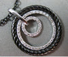 ESTATE .50CT DIAMOND 14KT WHITE & BLACK GOLD 3D TRI CIRCLE ROPE FLOATING PENDANT