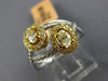 ESTATE .94CT WHITE & FANCY YELLOW DIAMOND 14KT 2 TONE GOLD ROUND OVAL LOVE RING