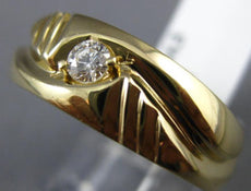 ESTATE .12CT DIAMOND 14K YELLOW GOLD SOLITAIRE MULTI WAVE MENS GYPSY RING #11663