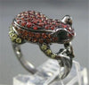 ESTATE 1.66CT AAA EMERALD, GARNET & YELLOW TOPAZ 18KT BLACK GOLD FRONG FUN RING