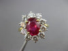 ESTATE LARGE 3.8CT DIAMOND & AAA RUBY 18K YELLOW GOLD & PLATINUM ENGAGEMENT RING