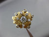 ANTIQUE LARGE .83CT ROUND OLD MINE DIAMOND 14KT WHITE & YELLOW GOLD FLOWER RING