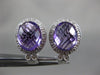 ESTATE LARGE 9.43CT DIAMOND & AAA AMETHYST 14K WHITE GOLD 3D OVAL HALO EARRINGS