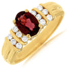 1.23CT DIAMOND & AAA RHODOLITE 14KT YELLOW GOLD 3D OVAL & ROUND ENGAGEMENT RING