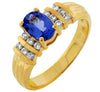 1.03CT DIAMOND & AAA TANZANITE 14KT YELLOW GOLD 3D OVAL & ROUND ENGAGEMENT RING