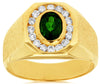 1.37CT DIAMOND & AAA GREEN GARNET 14KT YELLOW GOLD BEZEL MATTE & SHINY MENS RING