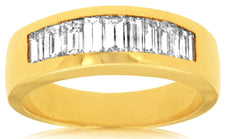 1.05CT DIAMOND 14KT YELLOW GOLD 3D BAGUETTE CHANNEL WEDDING ANNIVERSARY RING