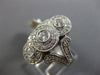 ESTATE LARGE .75CT DIAMOND 14KT WHITE GOLD 3D THREE STONE MILGRAIN FILIGREE RING