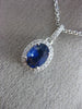 ESTATE 1.21CT DIAMOND & AAA SAPPHIRE 14KT WHITE GOLD OVAL HALO FLOATING PENDANT