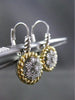 ESTATE LARGE .52CT DIAMOND 14KT WHITE & YELLOW GOLD 3D CIRCULAR CLUSTER EARRINGS