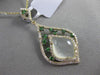 ESTATE 3.13CT DIAMOND & EMERALD & AGATE 14K YELLOW GOLD 3D FLOATING PENDANT