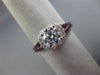 ESTATE 1.24CT DIAMOND & AAA RUBY 14KT WHITE GOLD 3D FLOWER HALO ENGAGEMENT RING