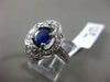 ESTATE WIDE .90CT DIAMOND & SAPPHIRE 14KT WHITE GOLD 3D FLOWER ENGAGEMENT RING