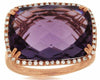 ESTATE 12.20CT DIAMOND & AAA AMETHYST 14KT ROSE GOLD 3D CUSHION HALO FUN RING