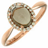 1.44CT DIAMOND & AAA CABOCHON SMOKY TOPAZ 14KT ROSE GOLD OVAL & ROUND FUN RING