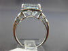 ESTATE LARGE 3.55CT DIAMOND & AAA AQUAMARINE 14K WHITE GOLD HALO ENGAGEMENT RING
