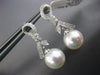 ESTATE .23CT DIAMOND & AAA SOUTH SEA PEARL 18KT WHITE GOLD BOW HANGING EARRINGS