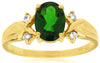 1.39CT DIAMOND & AAA GREEN GARNET 14KT YELLOW GOLD 3D OVAL & ROUND INFINITY RING
