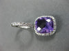 ESTATE LARGE 14.75CT DIAMOND & AMETHYST 18KT WHITE GOLD SQUARE HANGING EARRINGS