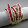 ESTATE EXTRA LARGE 5.31CT DIAMOND & AAA RUBY 14K YELLOW GOLD 3D CRISS CROSS RING