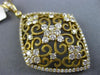 ESTATE EXTRA LARGE 2.29CT DIAMOND 14KT YELLOW GOLD FLOWER HEART FILIGREE PENDANT