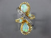 ANTIQUE LARGE .07CT OLD MINE DIAMOND & AAA OPAL 14K GOLD 3D INFINITY RING #26556