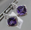 ESTATE 2.48CT DIAMOND & AMETHYST 14KT WHITE GOLD 3D SQUARE HANGING STUD EARRINGS