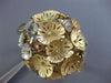 ESTATE EXTRA LARGE .72CT DIAMOND 14KT TRI COLOR GOLD 3D FLOWER BANGLE BRACELET