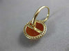 ESTATE 7.30CT DIAMOND & RED AGATE 14KT YELLOW GOLD ROUND HALO LEVERBACK EARRINGS