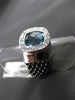 ESTATE 3.75CT DIAMOND AAA BLUE TOPAZ 14K BLACK & WHITE GOLD SQUARE FLEXIBLE RING