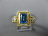 ESTATE WIDE 1.23CT DIAMOND & AAA BLUE TOPAZ 14KT YELLOW GOLD 3D 3 STONE FUN RING