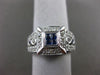 ESTATE WIDE .56CT DIAMOND & AAA SAPPHIRE 14KT WHITE GOLD SQUARE ENGAGEMENT RING