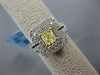 LARGE 2.54CT WHITE & FANCY YELLOW DIAMOND 18K TWO TONE GOLD HALO ENGAGEMENT RING