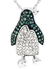ESTATE .33CT WHITE & BLUE DIAMOND 14KT WHITE GOLD HAPPY PENGUIN FLOATING PENDANT