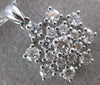 ESTATE LARGE .84CT DIAMOND 18KT WHITE GOLD 3D FLOWER SNOWFLAKE FLOATING PENDANT