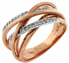 ESTATE .20CT DIAMOND 14KT ROSE GOLD 3D MULTI ROW CRISS CROSS FRIENDSHIP FUN RING