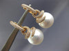 ESTATE LARGE 1.55CT DIAMOND & AAA SOUTH SEA PEARL 18K ROSE GOLD HANGING EARRINGS