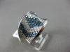 ESTATE LARGE 2.86CT WHITE & BLUE DIAMOND 14K WHITE GOLD 3D PAVE CONCAVE FUN RING