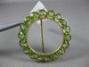 ANTIQUE LARGE 8.05CT AAA PERIDOT 14KT YELLOW GOLD 3D FLOWER CIRCULAR BROOCH PIN