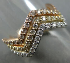 ESTATE WIDE 1.20CT DIAMOND 14K TRI COLOR GOLD 3D ETERNITY ZIG ZAG STACKABLE RING