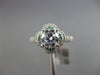 ESTATE .88CT DIAMOND & AAA PARAIBA 14K WHITE GOLD 3D FLOWER HALO ENGAGEMENT RING
