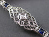 ANTIQUE 1.22CT DIAMOND & AAA SAPPHIRE 14K WHITE GOLD 3D FILIGREE BRACELET #21631